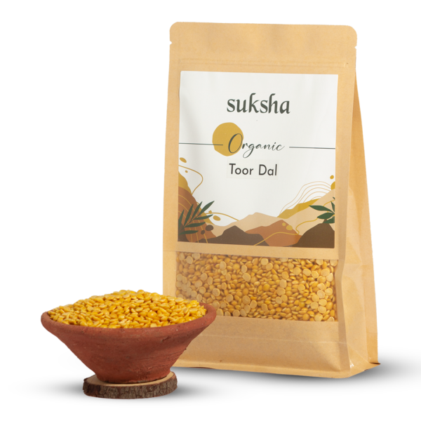 Organic Toor Dal pouch with bowl of toor dal