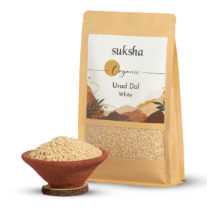 Organic Urad Dal White pouch with bowl of urad dal