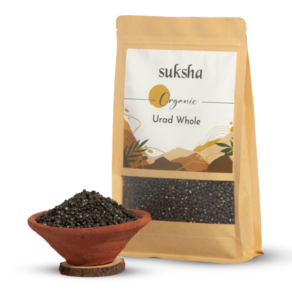 Organic Urad Whole pouch with bowl of urad