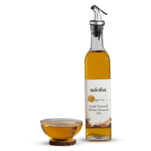 Organic Cold Pressed White Sesame Oil with Oil Bowl