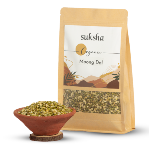 Organic Moong Dal pouch with bowl of moong dal